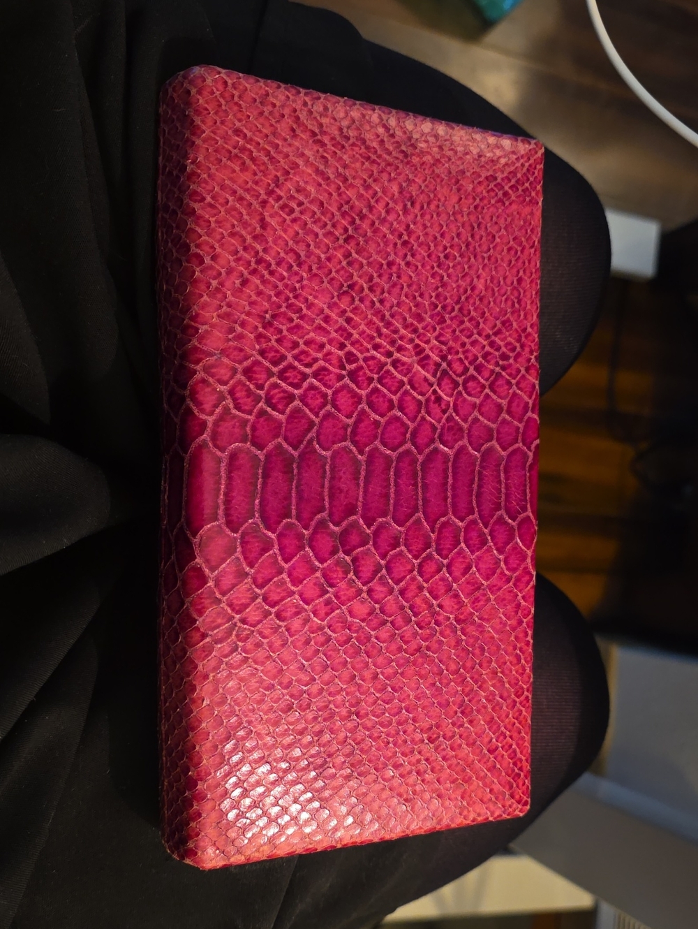 Fuchsia Faux Snakeskin Banana Republic Clutch